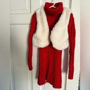 Rachel Zoe Girls SM(5/6) Red with Gold sparkle holiday dress. Worn once!